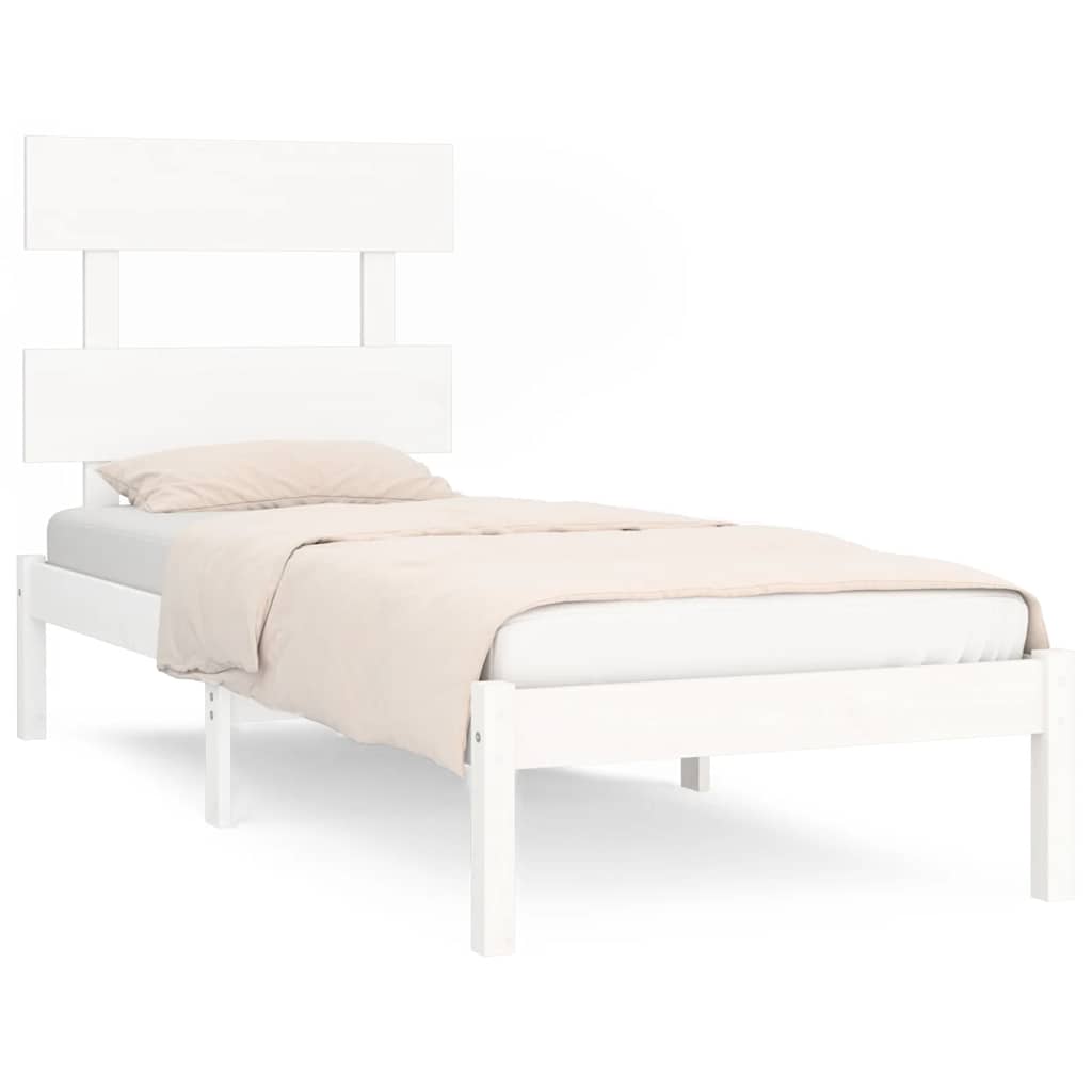 sengeramme 90x190 cm Single massivt træ hvid