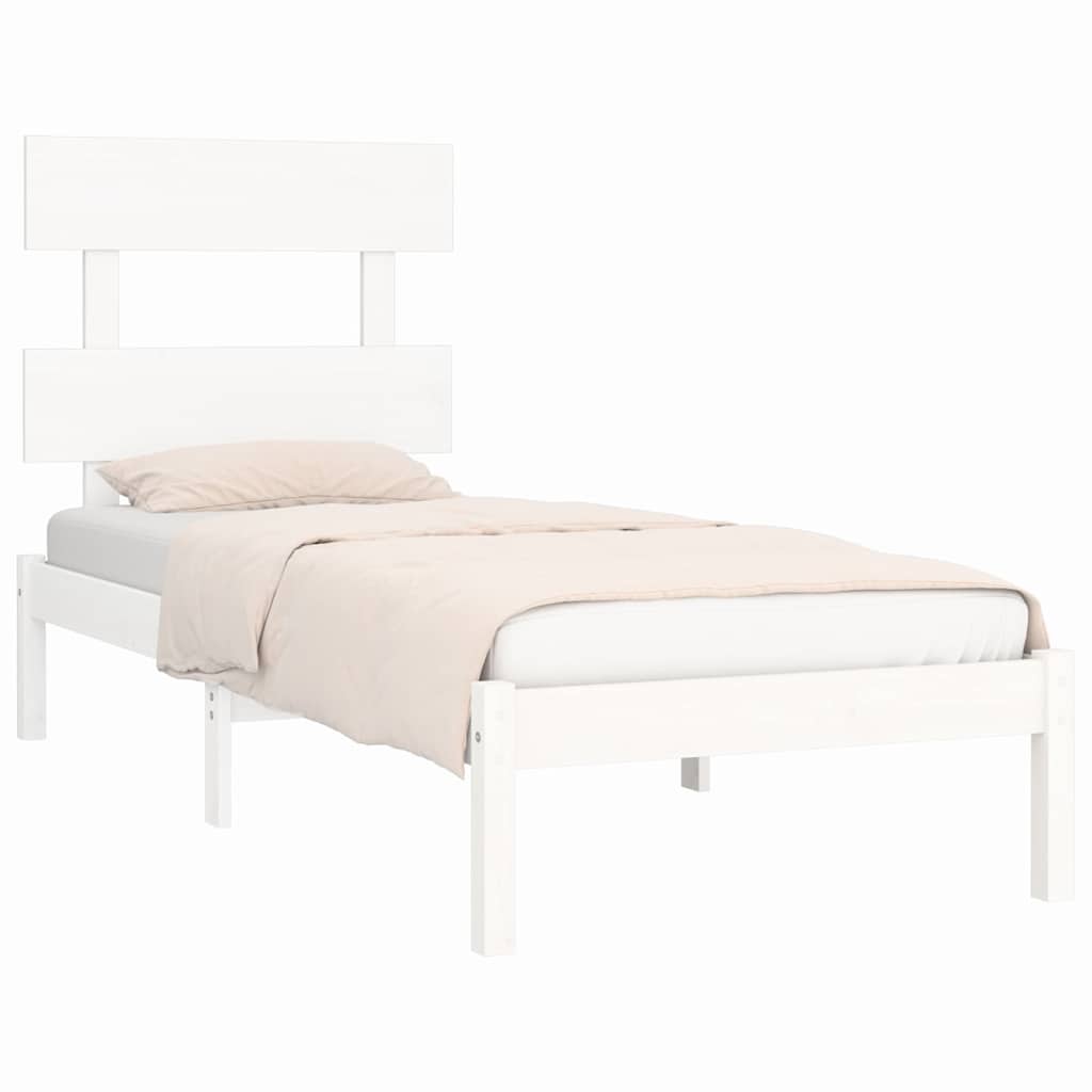 sengeramme 90x190 cm Single massivt træ hvid