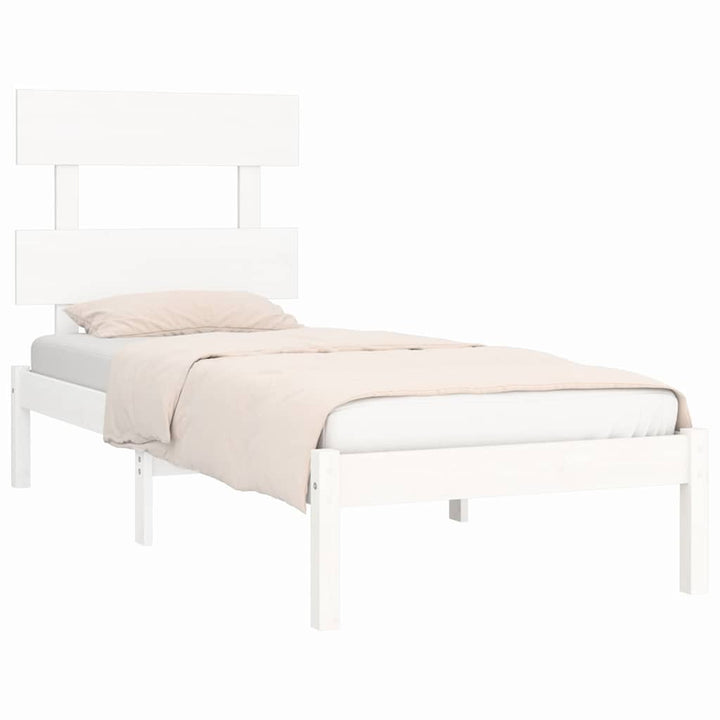 sengeramme 90x190 cm Single massivt træ hvid