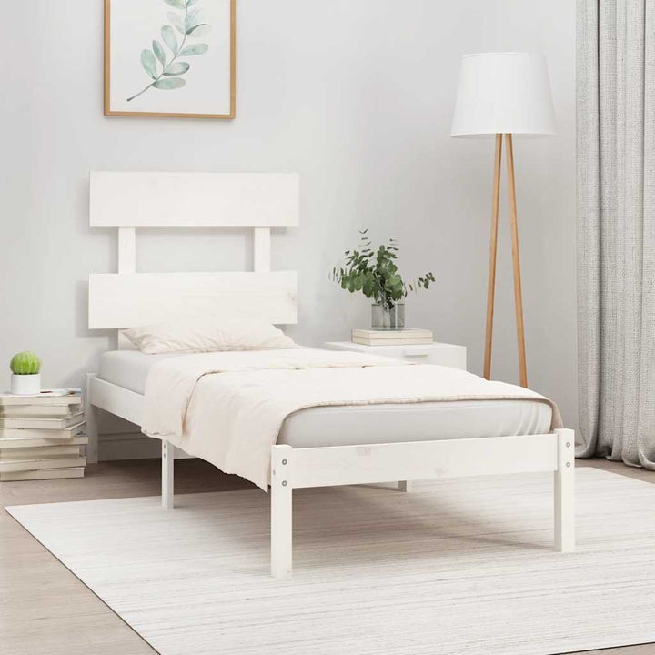 sengeramme 90x190 cm Single massivt træ hvid