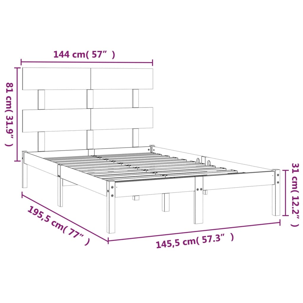 sengeramme 140x190 cm massivt træ
