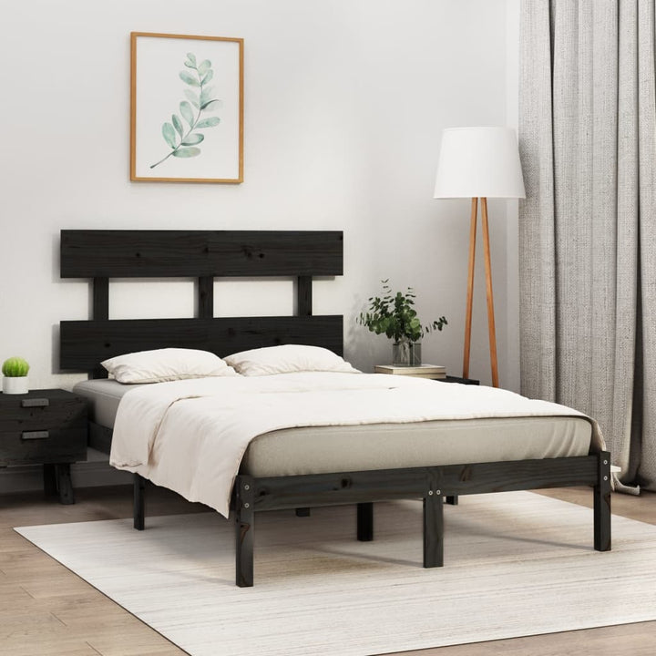 sengeramme 140x190 cm massivt træ sort