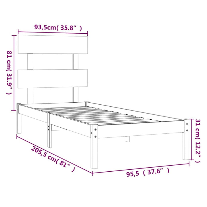sengeramme 90x200 cm massivt træ