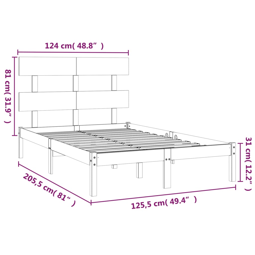 sengeramme 120x200 cm massivt træ hvid