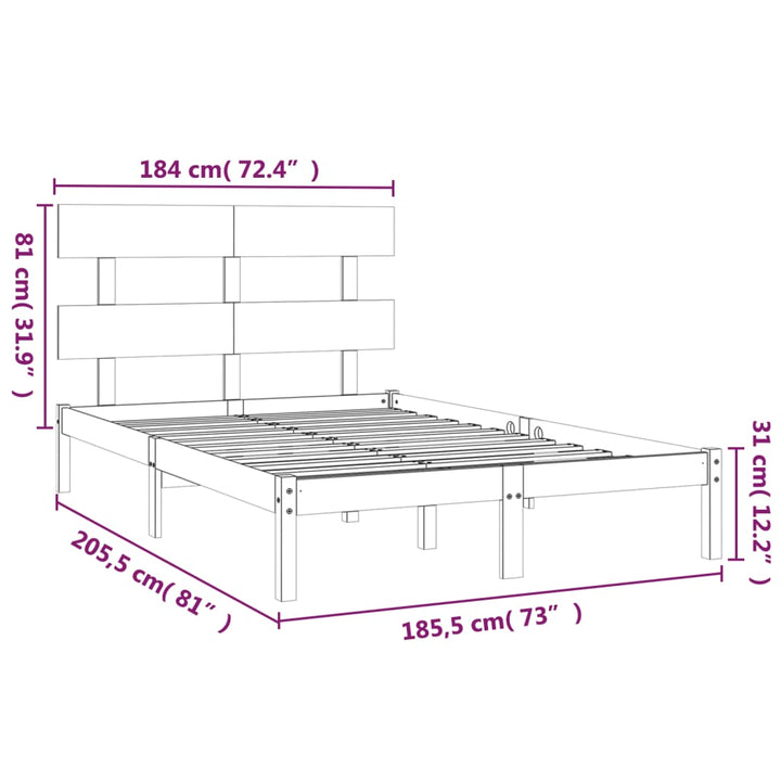sengeramme 180x200 cm massivt fyrretræ