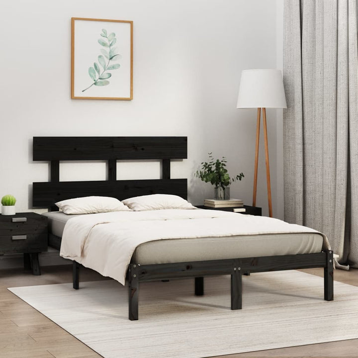 sengeramme 200x200 cm massivt træ sort