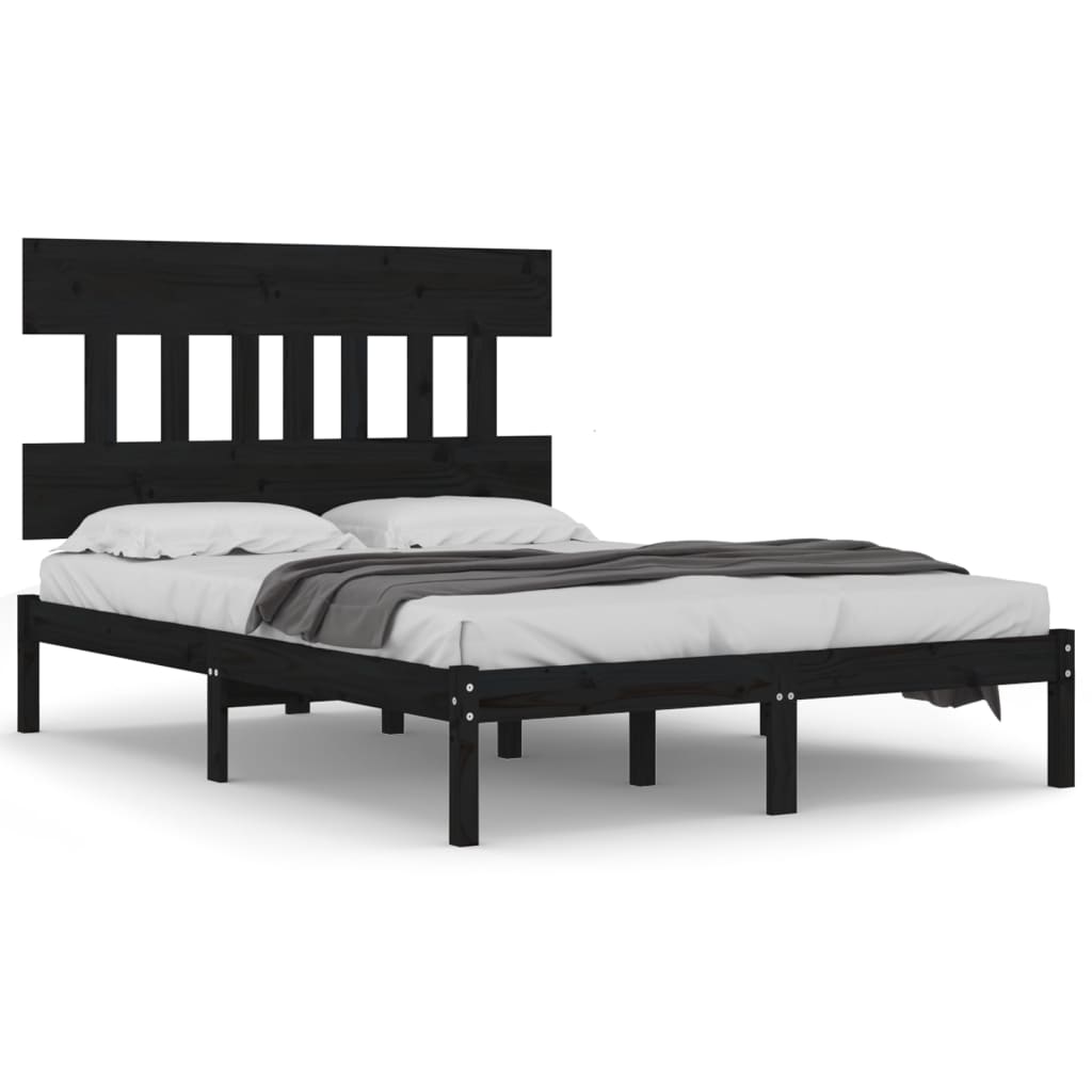 sengeramme 140x190 cm massivt træ sort