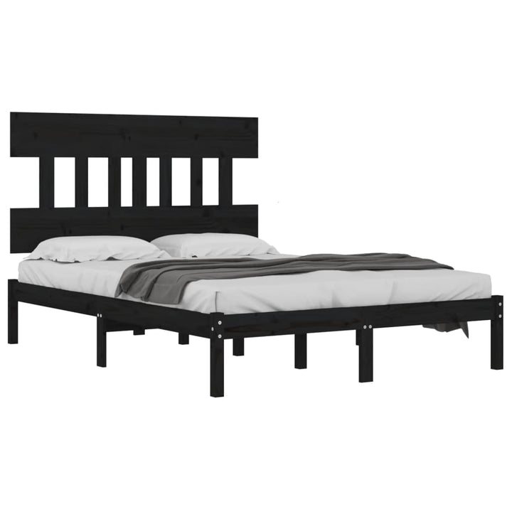 sengeramme 140x190 cm massivt træ sort