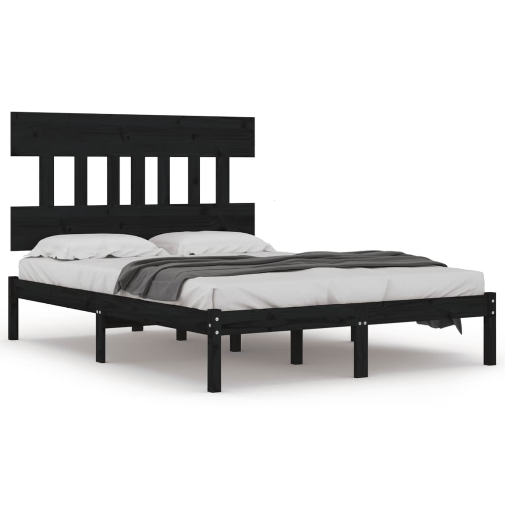 sengeramme 200x200 cm massivt træ sort