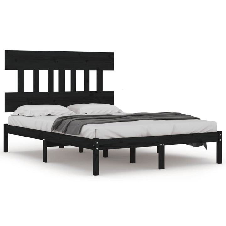 sengeramme 200x200 cm massivt træ sort