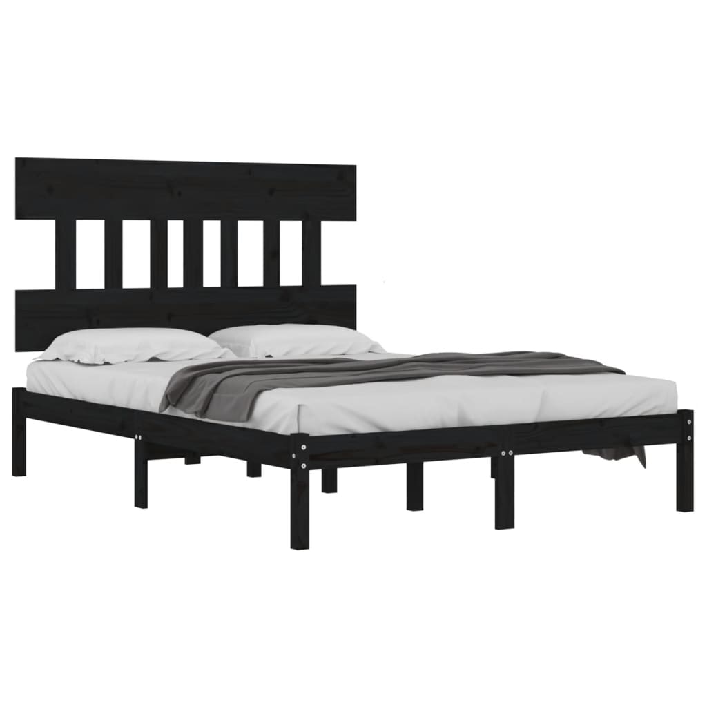 sengeramme 200x200 cm massivt træ sort