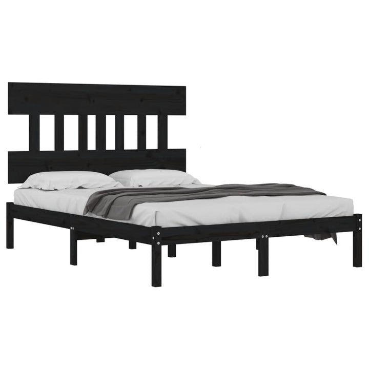 sengeramme 200x200 cm massivt træ sort