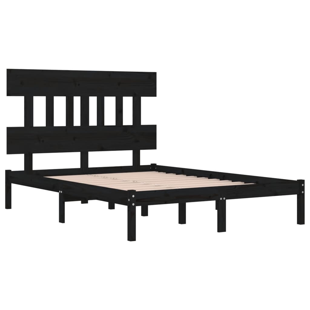 sengeramme 200x200 cm massivt træ sort