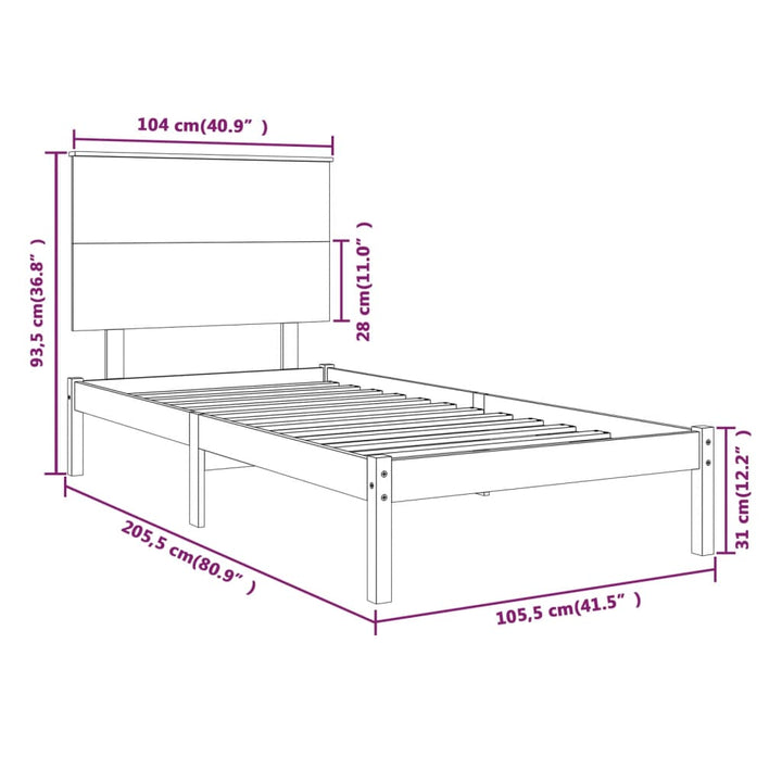 sengeramme uden madras 100x200 cm massivt fyrretræ hvid