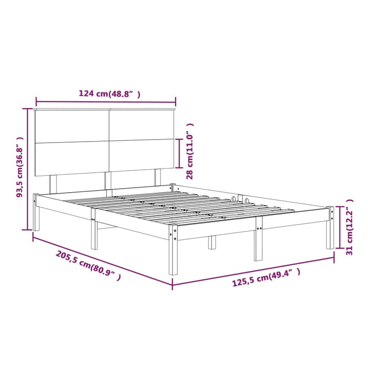 sengeramme uden madras 120x200 cm massivt fyrretræ hvid