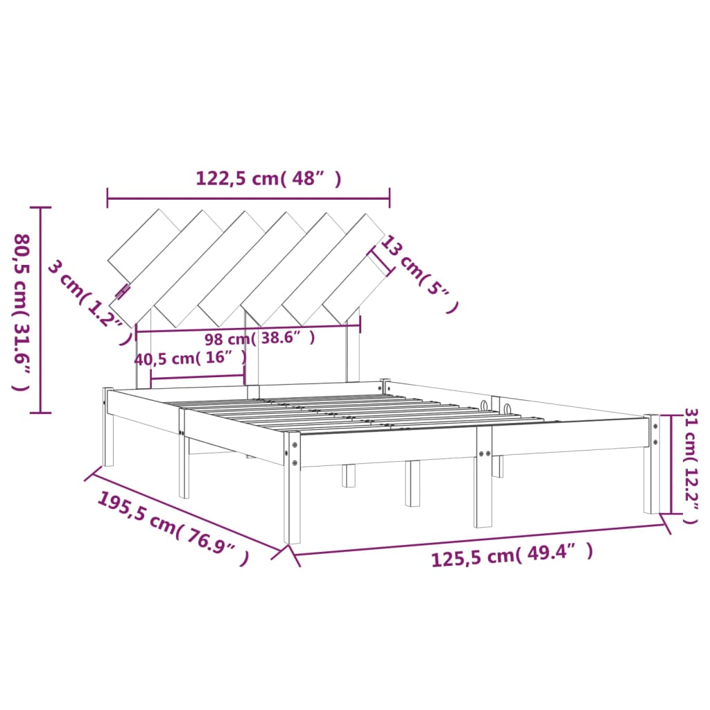 sengeramme 120x190 cm Small Double massivt træ