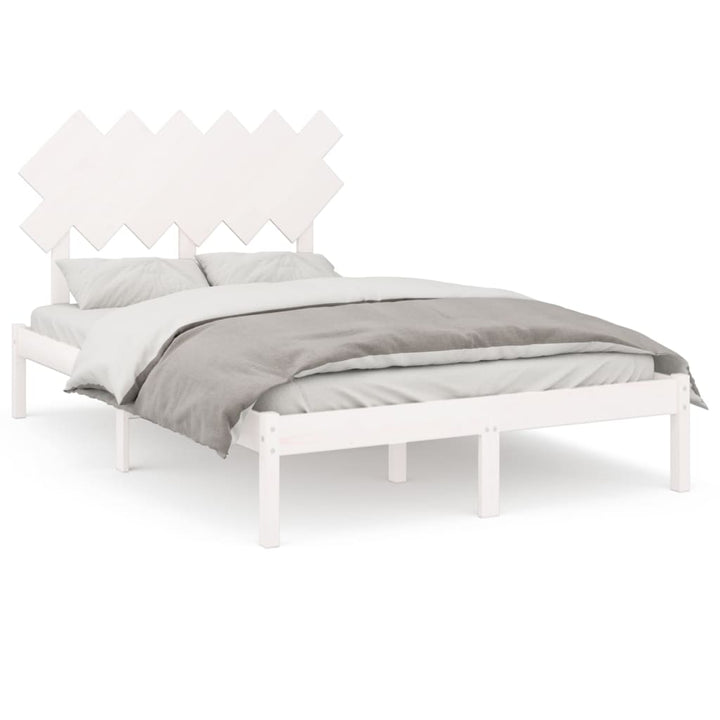 sengeramme 135x190 cm dobbelt massivt træ hvid