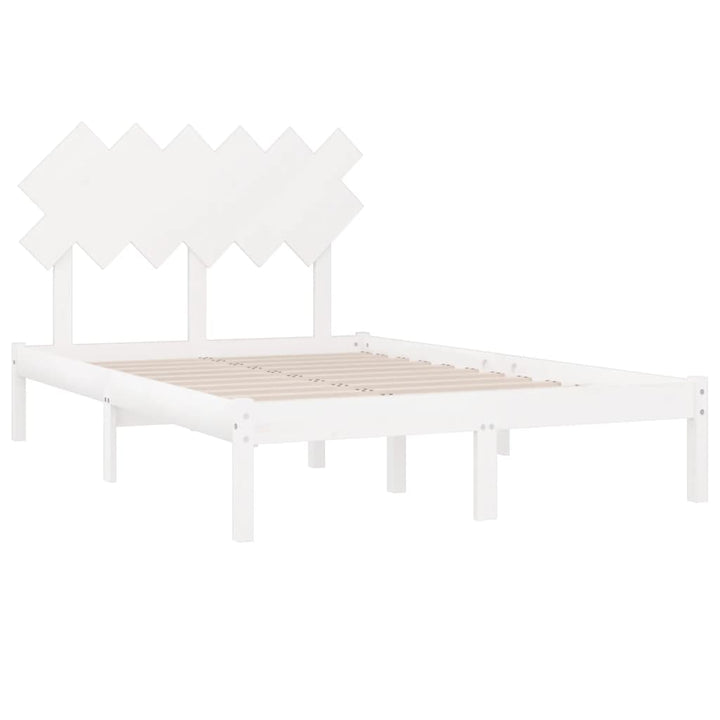 sengeramme 135x190 cm dobbelt massivt træ hvid