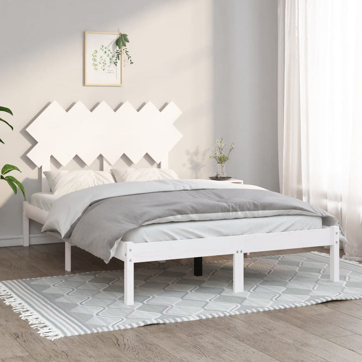 sengeramme 135x190 cm dobbelt massivt træ hvid