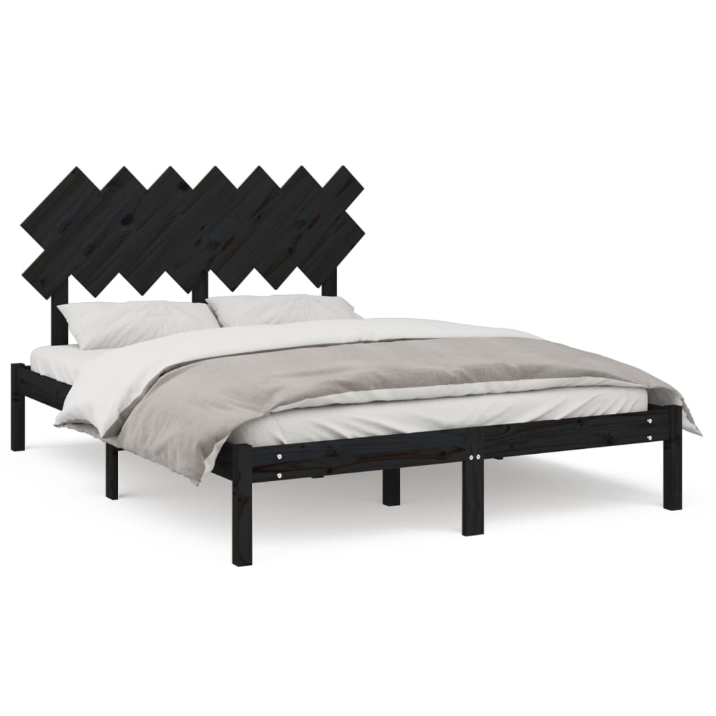 sengeramme 140x190 cm massivt træ sort