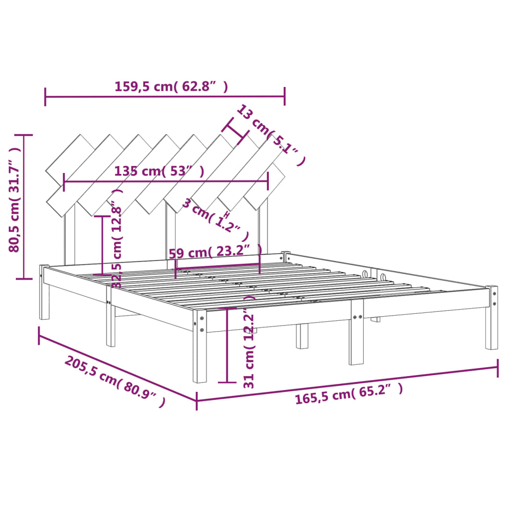 sengeramme 160x200 cm massivt træ