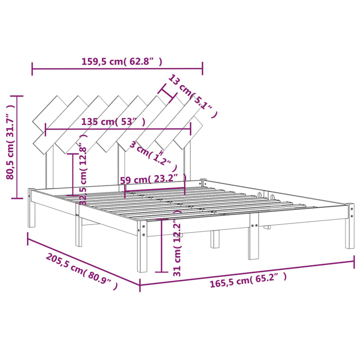 sengeramme 160x200 cm massivt træ