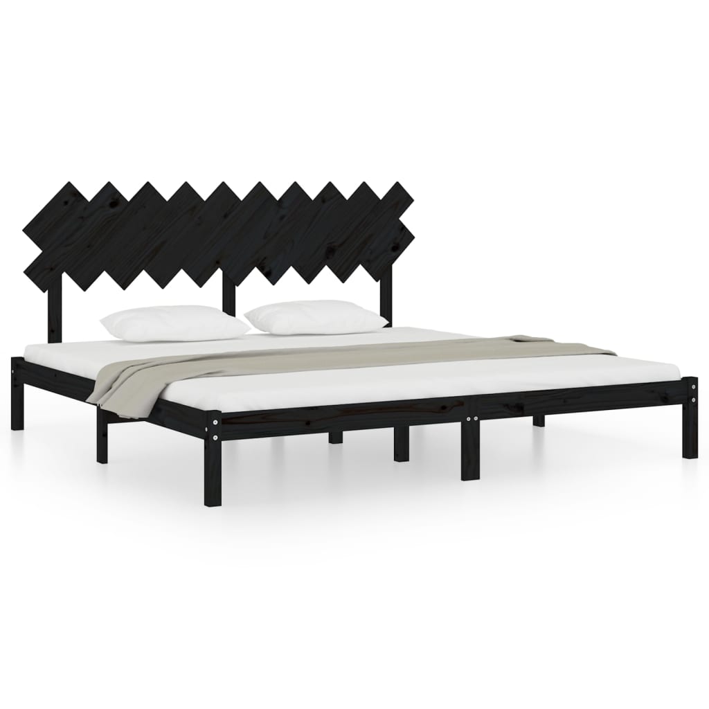 sengeramme 200x200 cm massivt træ sort