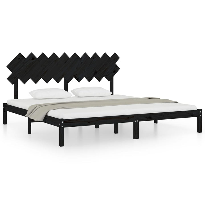sengeramme 200x200 cm massivt træ sort