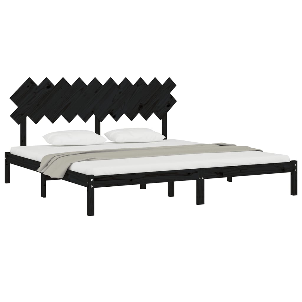 sengeramme 200x200 cm massivt træ sort