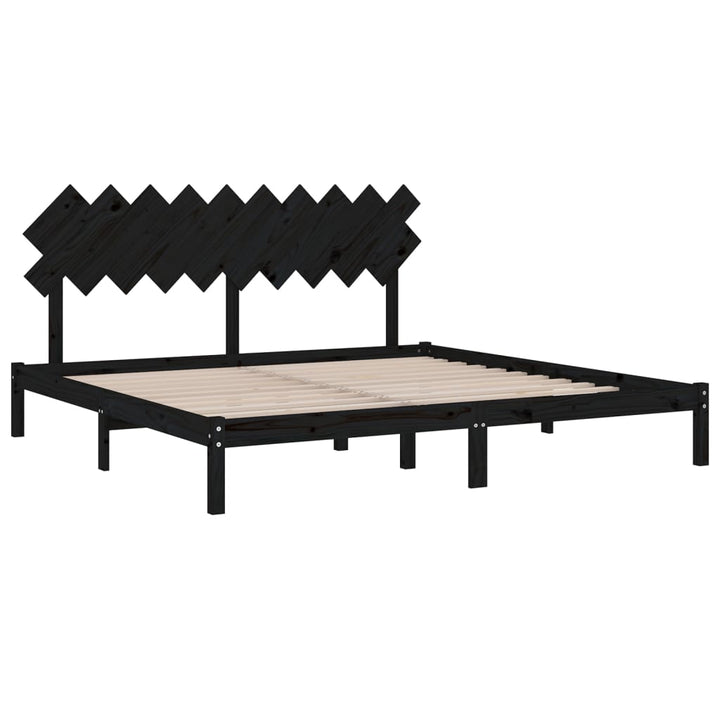 sengeramme 200x200 cm massivt træ sort