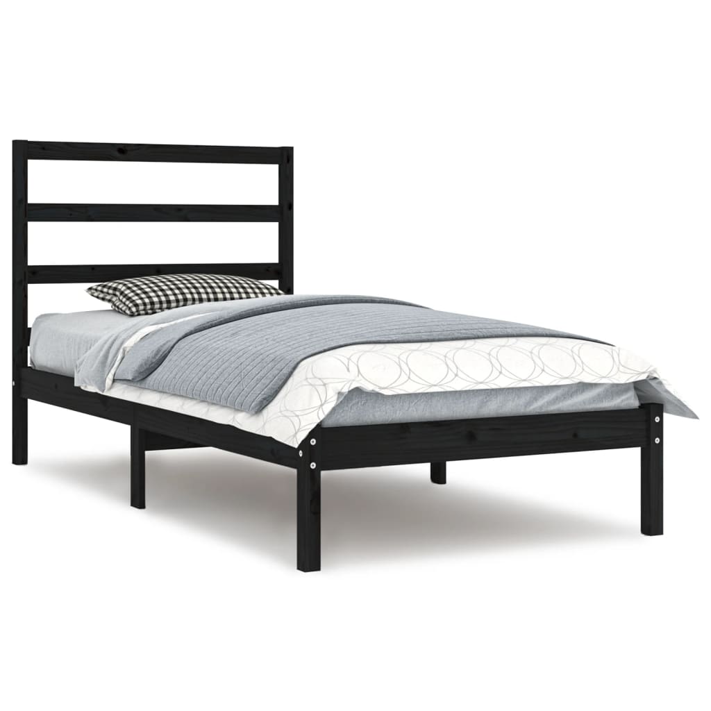 sengeramme 100x200 cm massivt fyrretræ sort