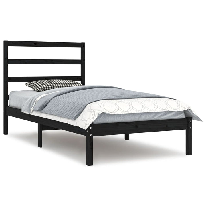 sengeramme 100x200 cm massivt fyrretræ sort