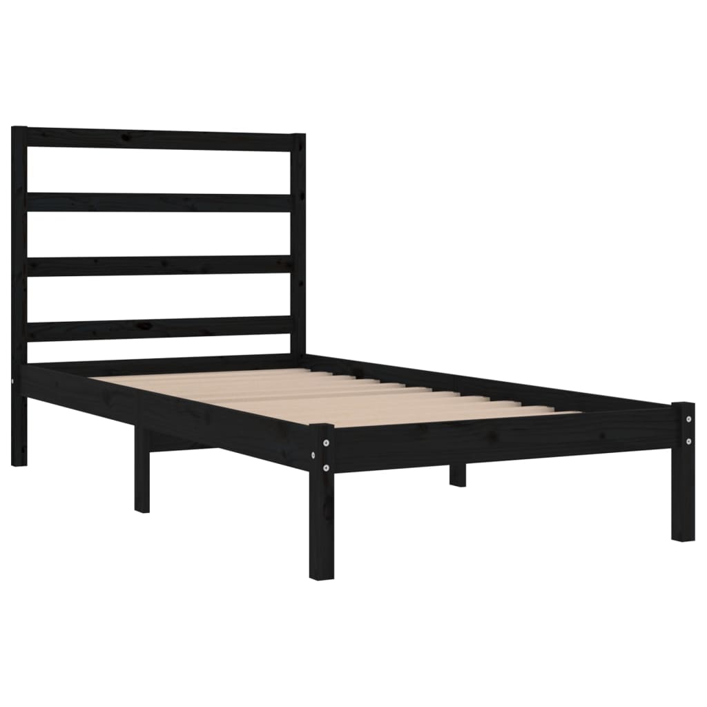 sengeramme 100x200 cm massivt fyrretræ sort