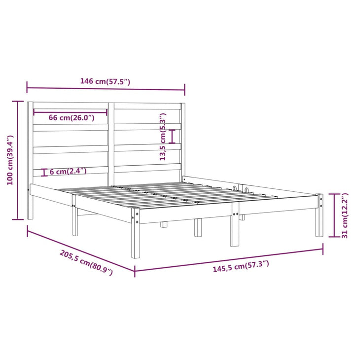 sengeramme uden madras 140x200 cm massivt fyrretræ hvid