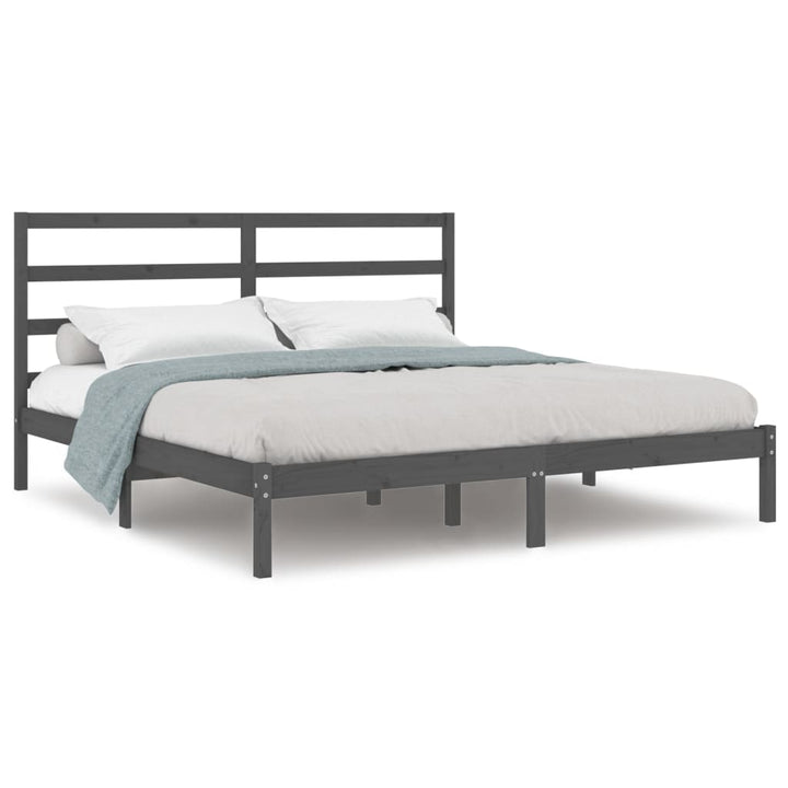 sengeramme 200x200 cm massivt fyrretræ grå