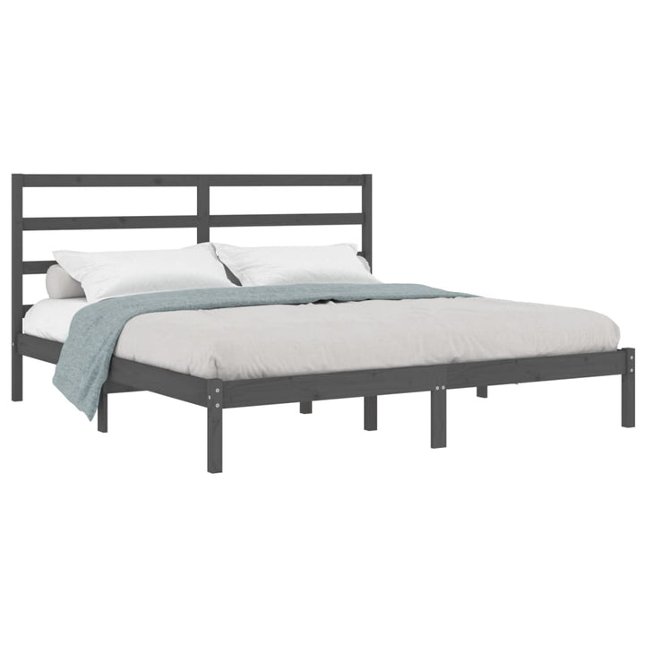 sengeramme 200x200 cm massivt fyrretræ grå