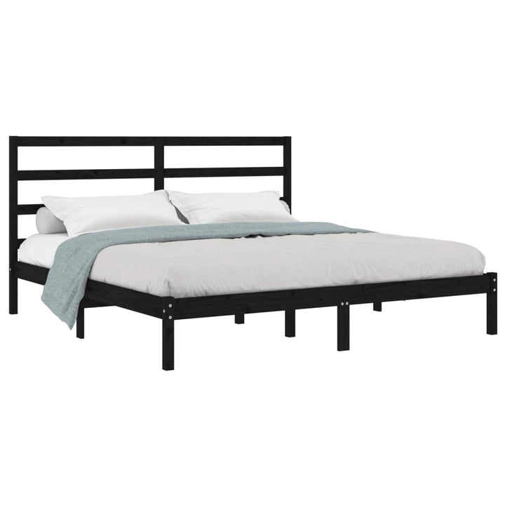 sengeramme 200x200 cm massivt fyrretræ sort