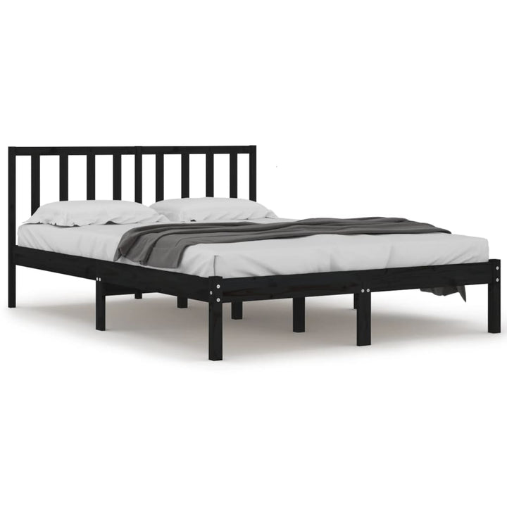 sengeramme 140x190 cm massivt fyrretræ sort
