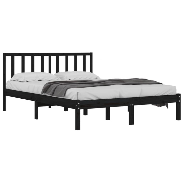 sengeramme 140x190 cm massivt fyrretræ sort