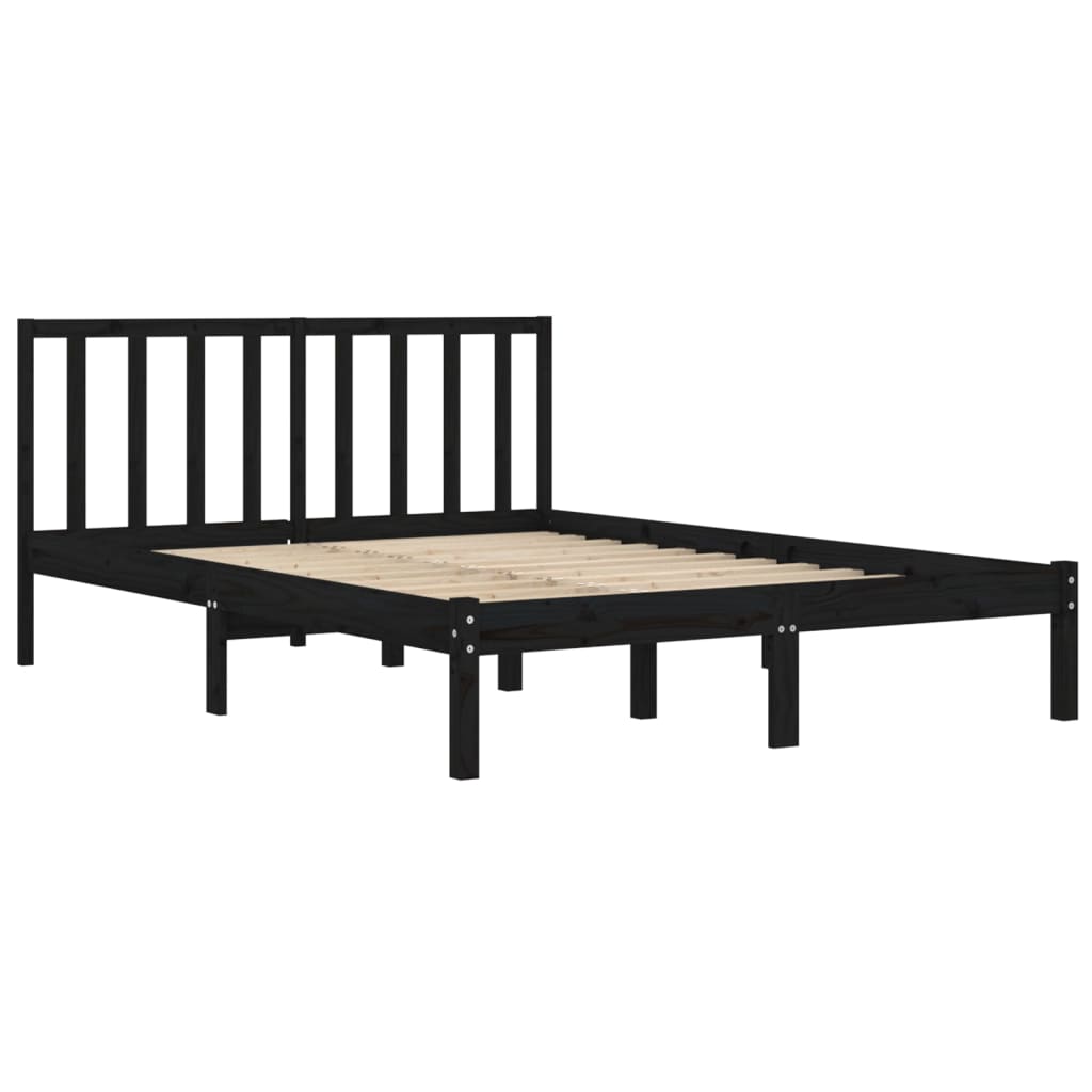 sengeramme 140x190 cm massivt fyrretræ sort