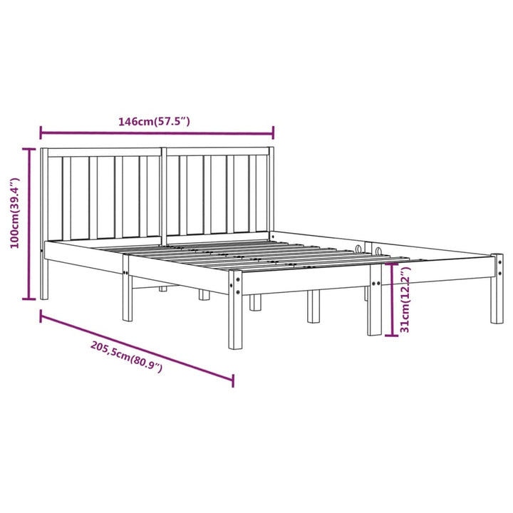 sengeramme 140x190 cm massivt fyrretræ sort