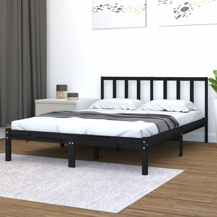 sengeramme 150x200 cm King Size massivt fyrretræ sort