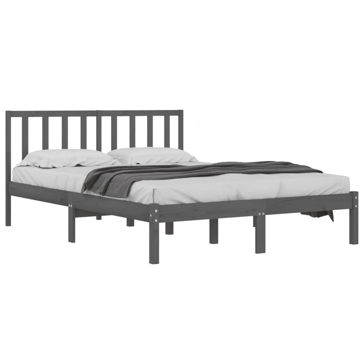 sengeramme 200x200 cm massivt fyrretræ grå