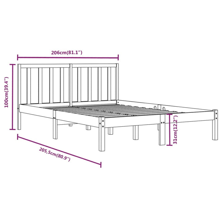 sengeramme 200x200 cm massivt fyrretræ gyldenbrun
