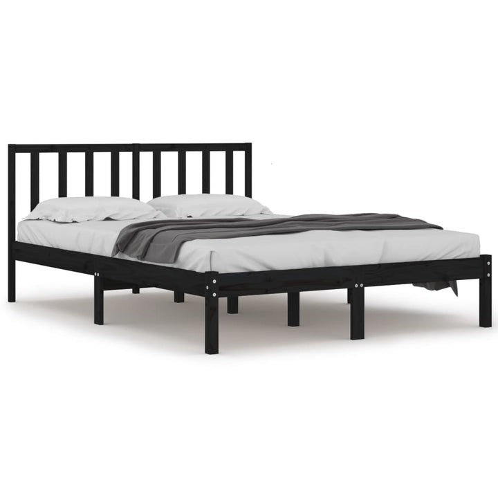 sengeramme 200x200 cm massivt fyrretræ sort