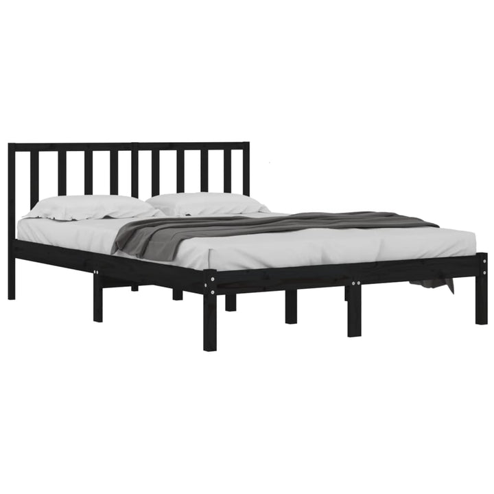 sengeramme 200x200 cm massivt fyrretræ sort