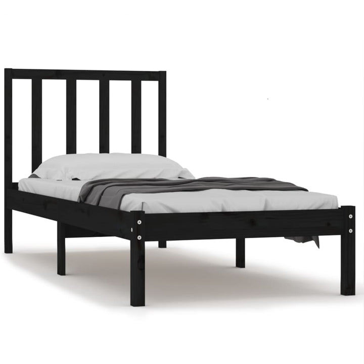 sengeramme 75x190 cm Small Single massivt fyrretræ sort