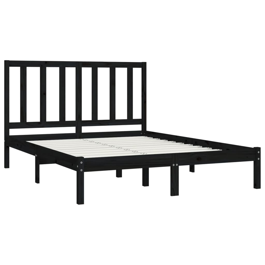 sengeramme 140x190 cm massivt fyrretræ sort