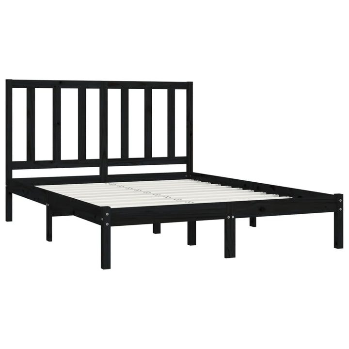 sengeramme 140x190 cm massivt fyrretræ sort