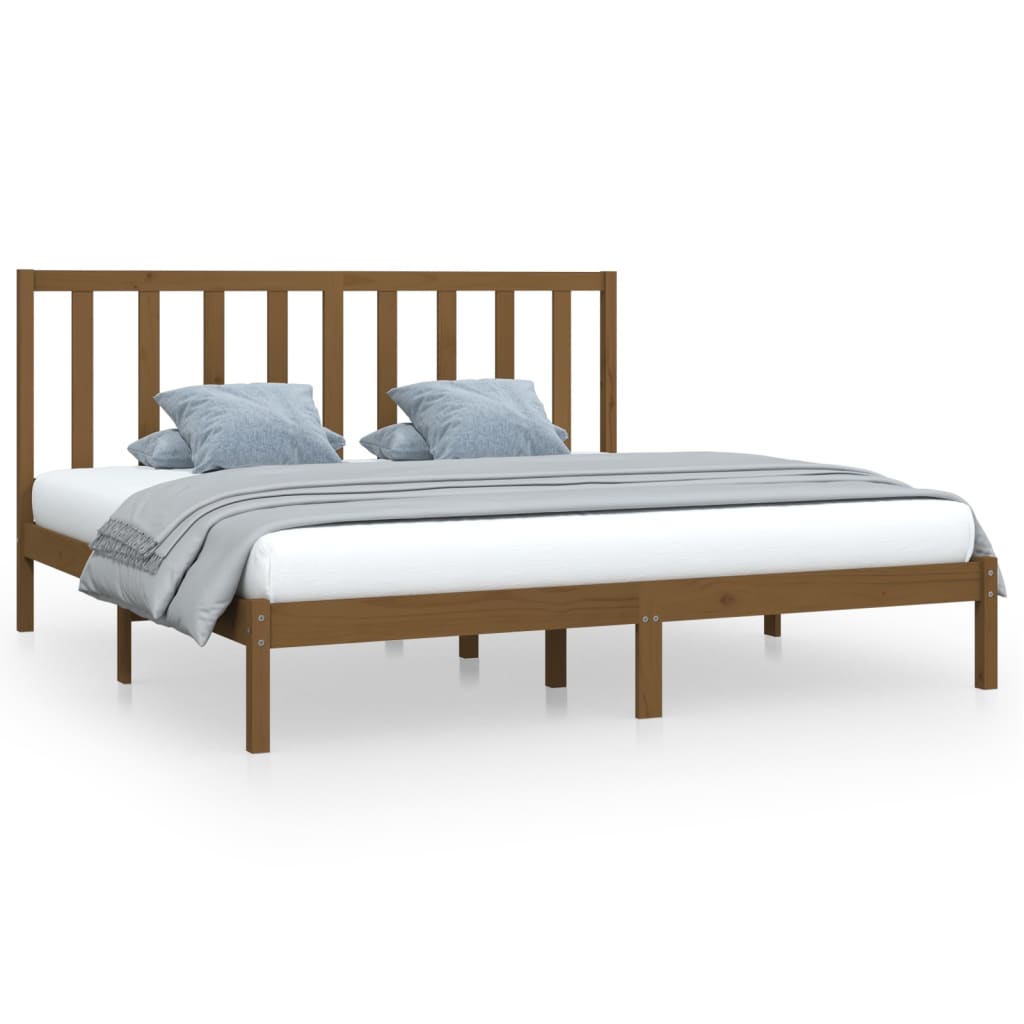 sengeramme 200x200 cm massivt fyrretræ gyldenbrun